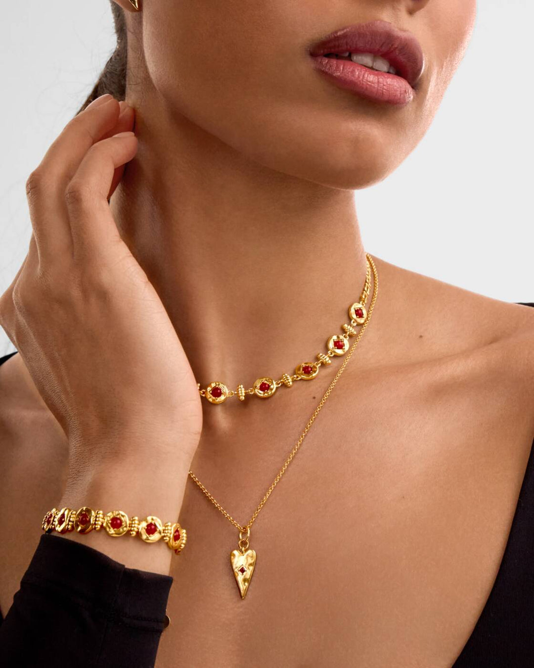 Katie Loxton Rouge Noir Link Bracelet Gold Coated