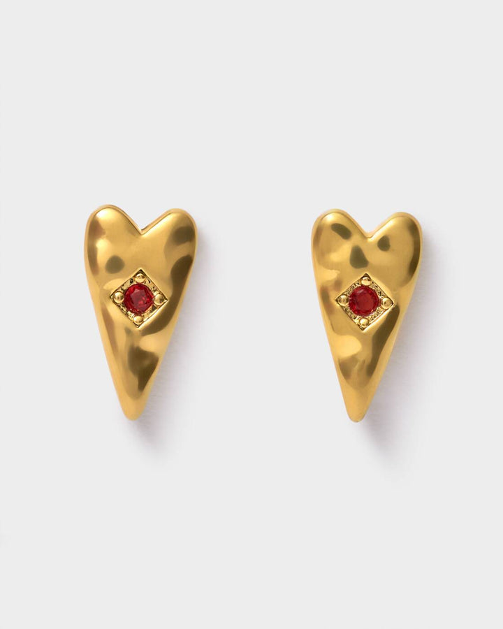 Katie Loxton Rouge Noir Heart Earrings Gold Coated
