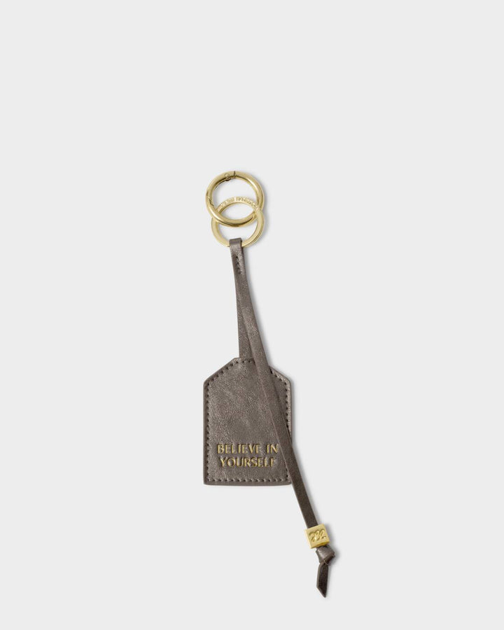 Katie Loxton Sentiment Keyring Believe In Yourself Pewter