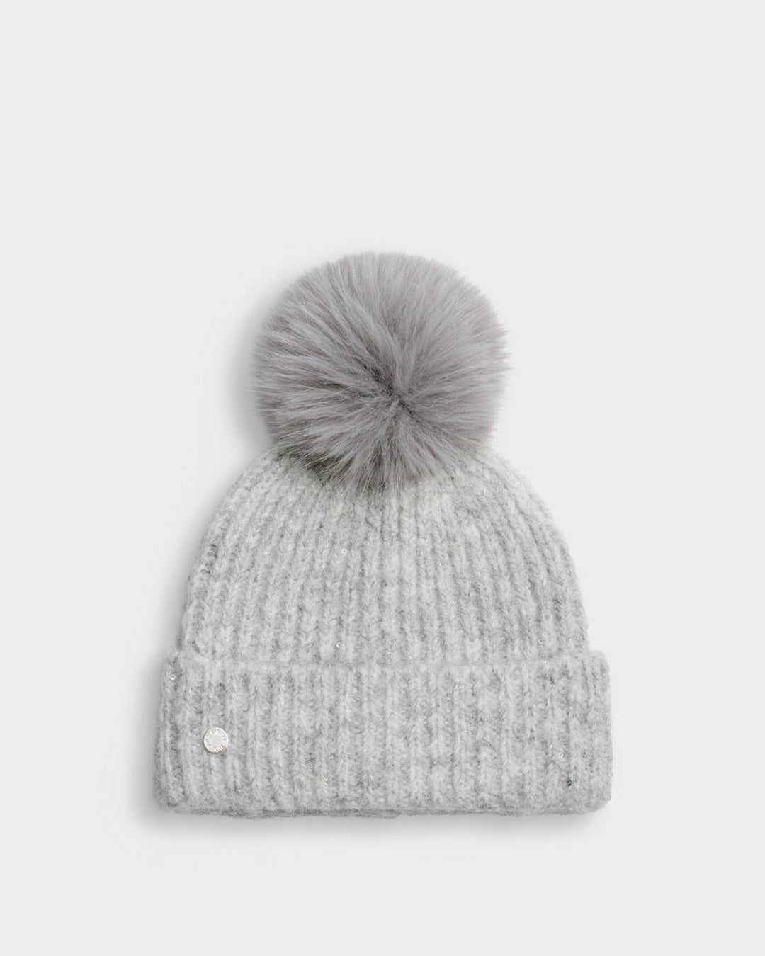 Katie Loxton Sequin Soft Knit Hat Light Grey