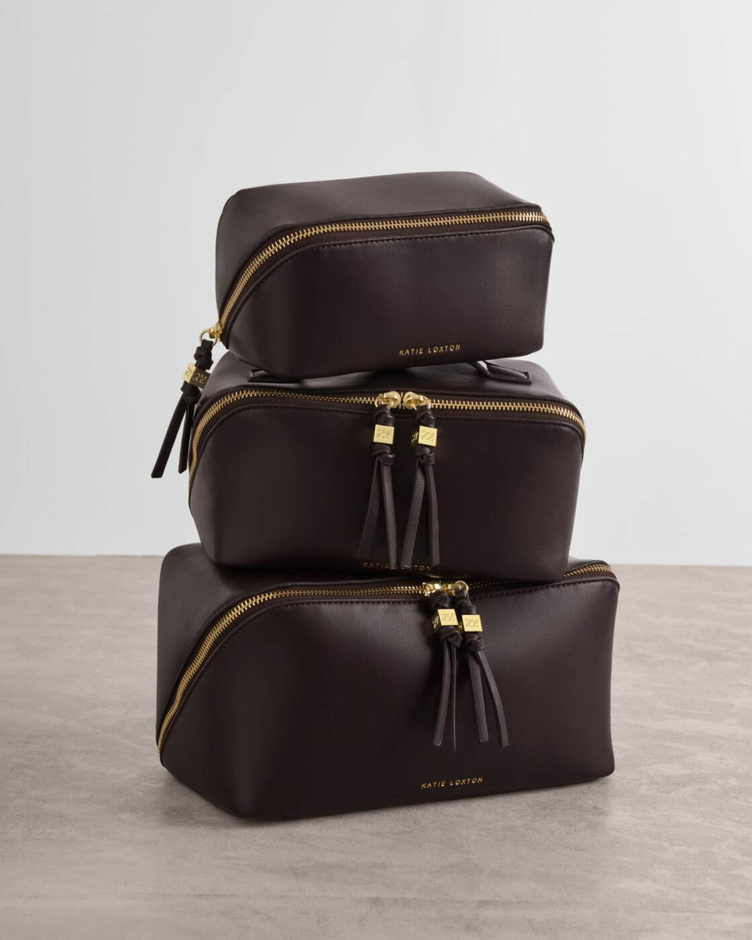 Katie Loxton Soho Medium Make Up Wash Bag Bitter Chocolate