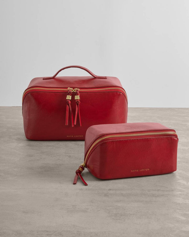 Katie Loxton Soho Medium Make Up Wash Bag Crimson Patent Crackle