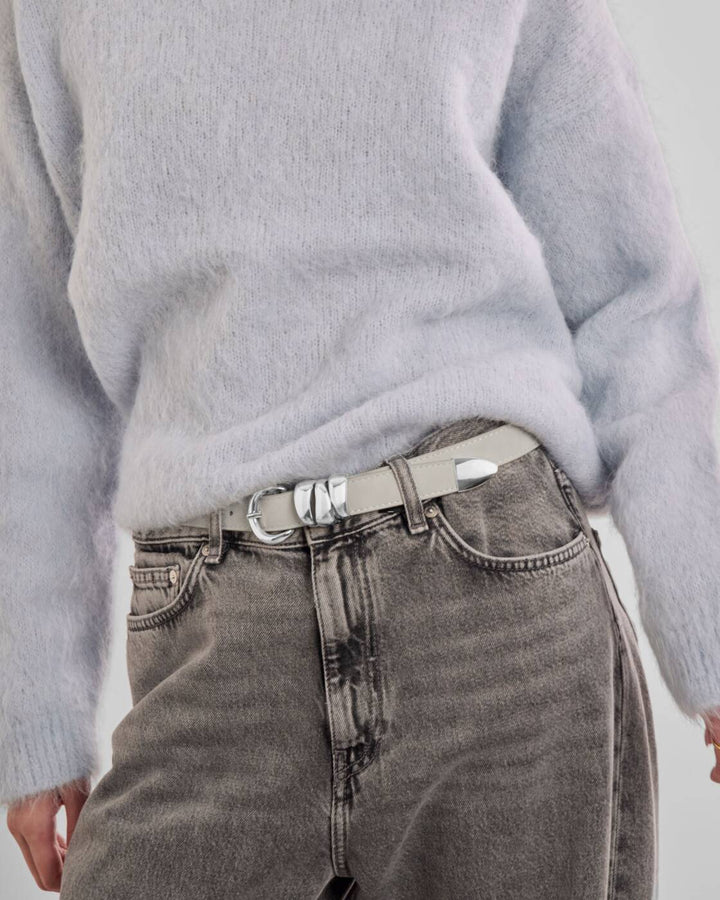 Katie Loxton Belt With Organic Loops Light Grey Suedette S/M