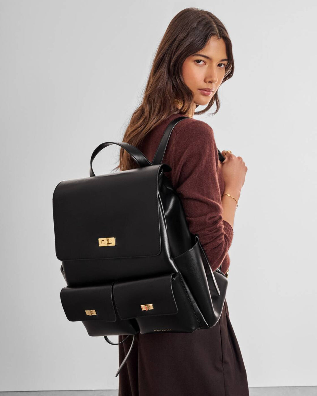 Katie Loxton Tara Twist Lock Backpack Black