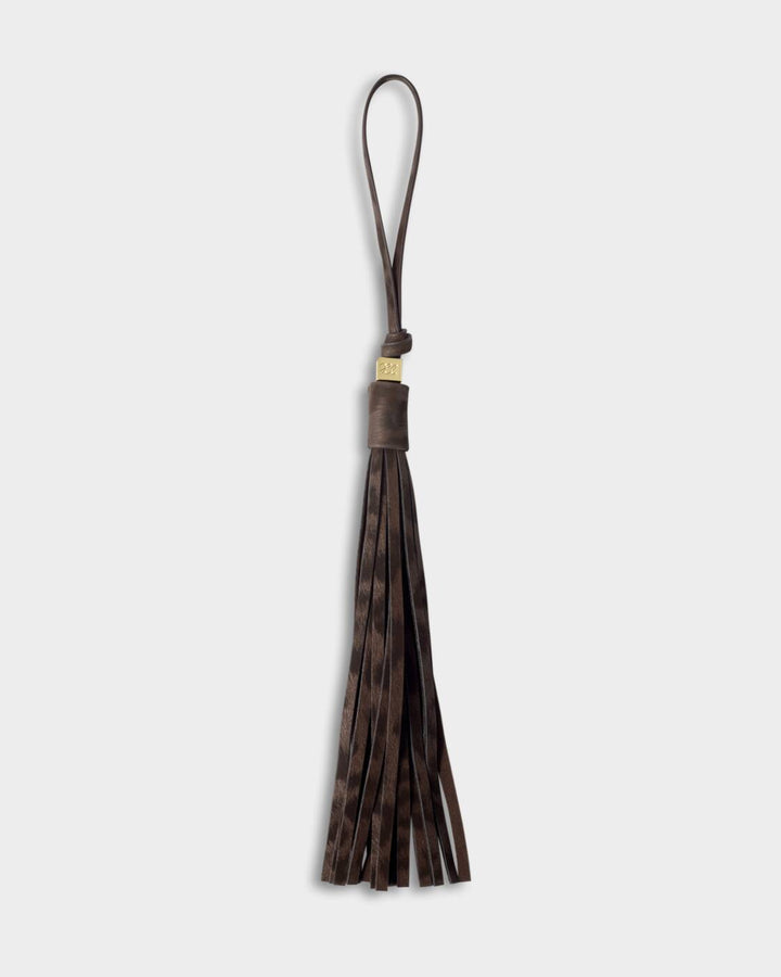Katie Loxton Oversized Tassel Bag Charm Chocolate Leopard