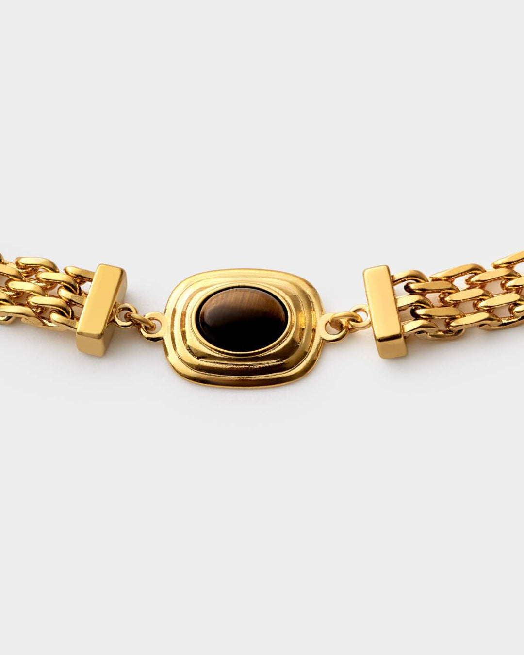 Katie Loxton Tiger's Eye Button Bracelet Gold Coated