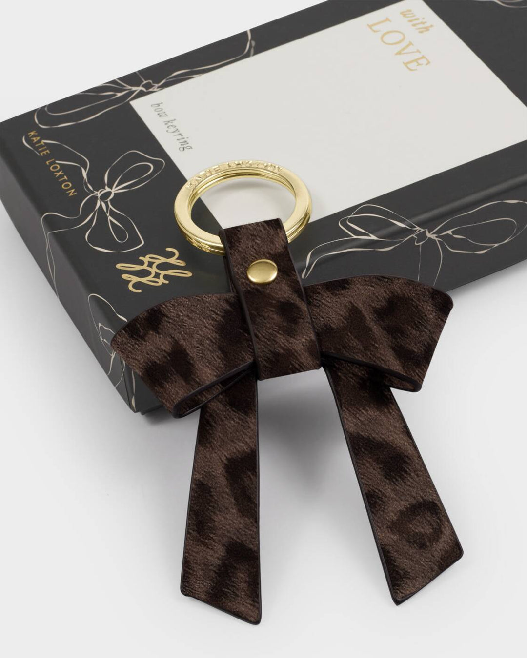 Katie Loxton Bow-Tiful Boxed Keyring You Make My Life Bow-Tiful Chocolate Leopard