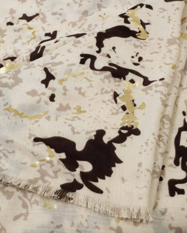 Katie Loxton Printed Foil Scarf Snake Sand Taupe Chocolate Gold Foil