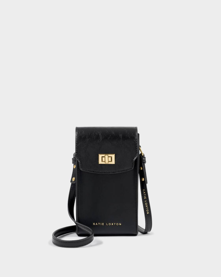 Katie Loxton Orin Twist Lock Slim Bag Black Black Distressed