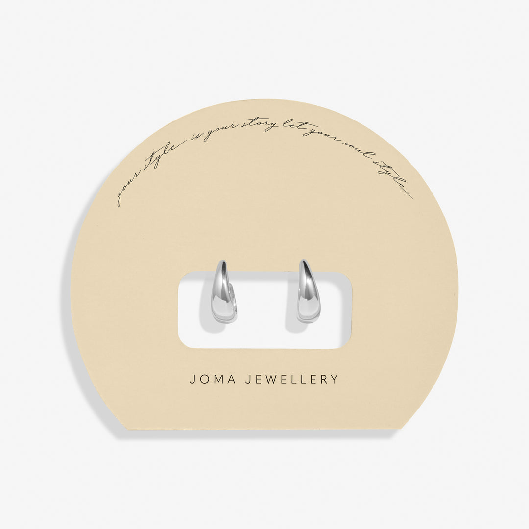 Joma Jewellery Soul Shine Tapered Hoops Silver Plated Hoop Earrings
